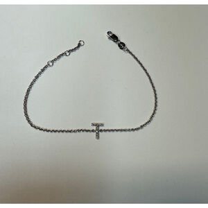 Sterling Silver ‘T’ Bracelet with diamonds